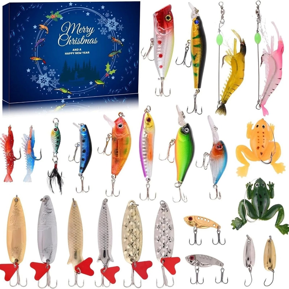 24Day Fishing Advent Calendar Christmas Surprise Countdown Set Professional Fishing Gear Mystery 3