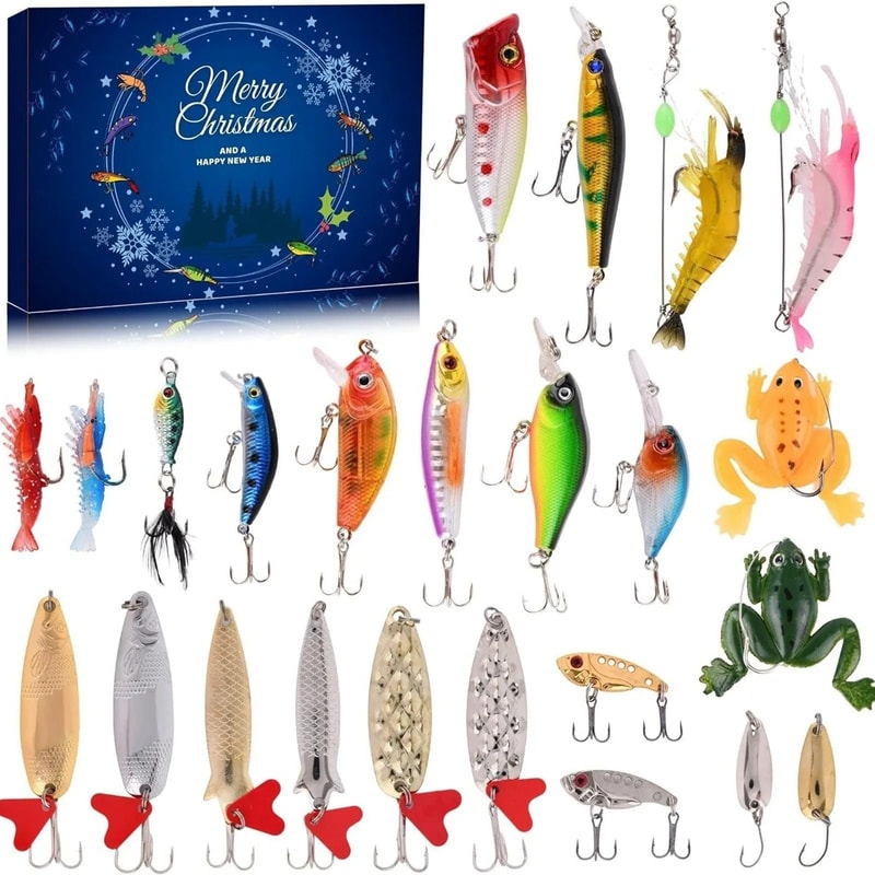 24Day Fishing Advent Calendar Christmas Surprise Countdown Set Professional Fishing Gear Mystery 3