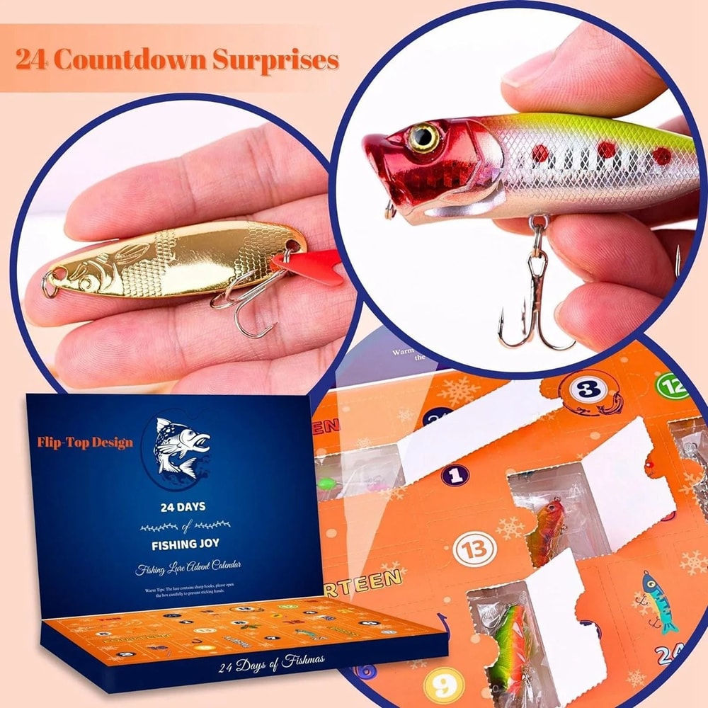 24Day Fishing Advent Calendar Christmas Surprise Countdown Set Professional Fishing Gear Mystery 5
