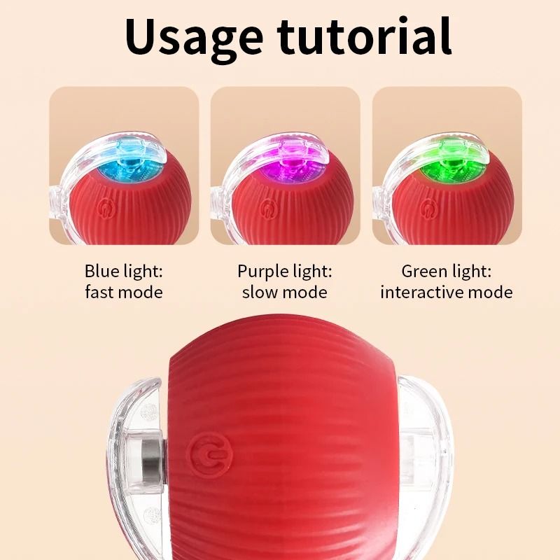 Smart Interactive Cat Ball Electric Rolling Silicone Toy With Long Tail Teaser USB Rechargeable P 4