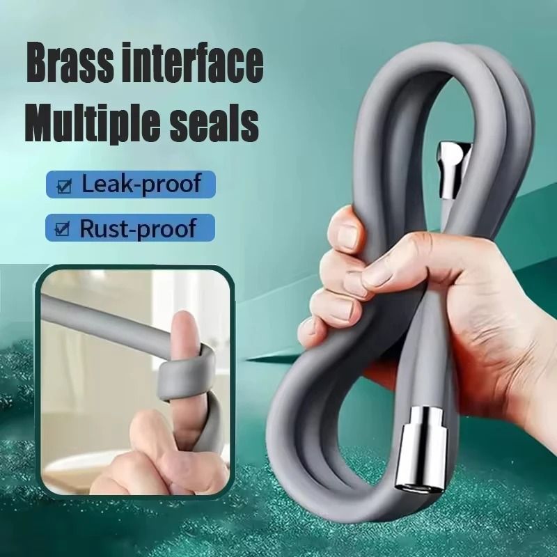 Flexible Silicone ExplosionProof Shower Hose AntiWinding HighPressure Tube Universal Bathroom Fau 0