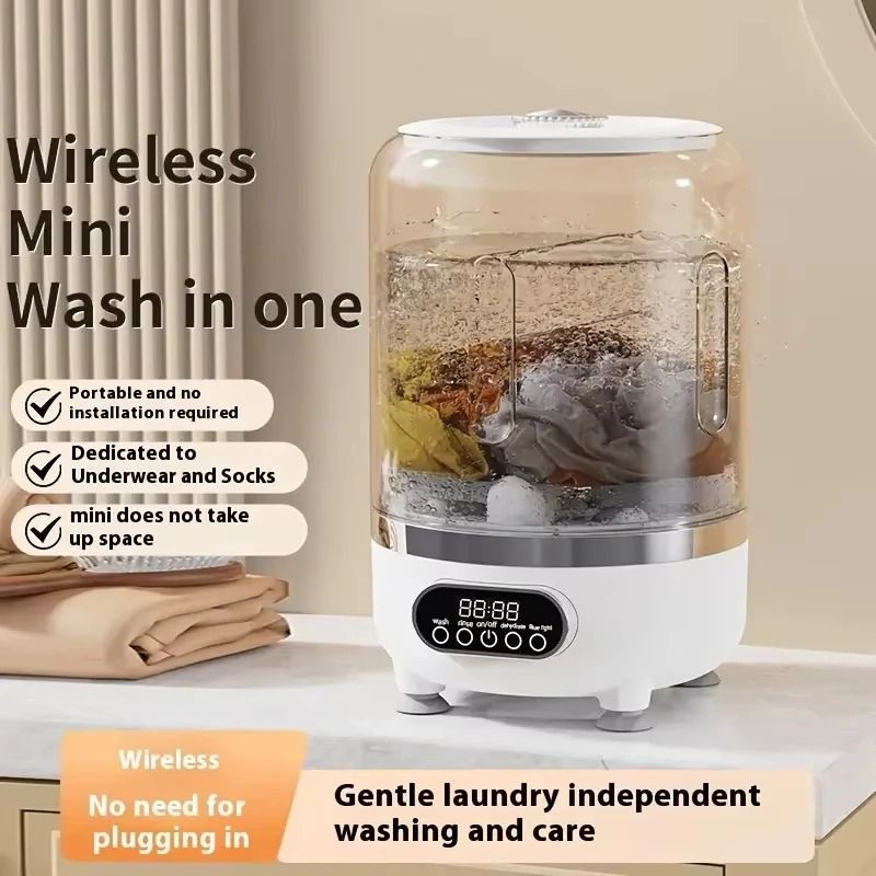 Mini Turbo Portable Washing Machine USBRechargeable Dehydrating Hub HighYield Underwear Sock Car 1