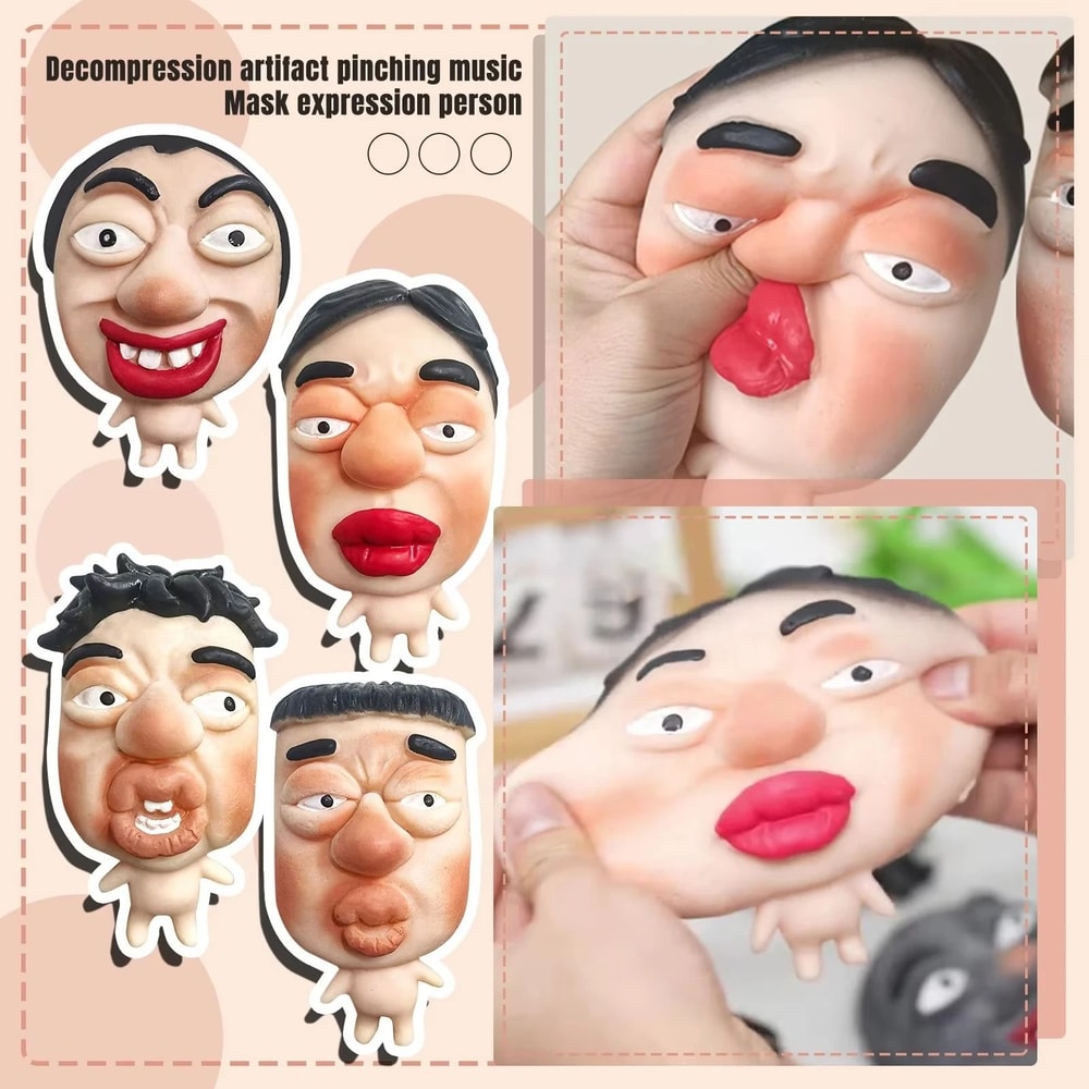 Stress Relieving Pinch Mask Toy Emotional Expression Character Squeeze HighYield Mental Wellness 3