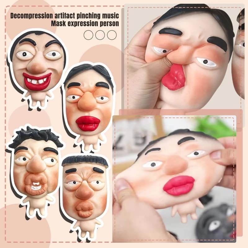 Stress Relieving Pinch Mask Toy Emotional Expression Character Squeeze HighYield Mental Wellness 3