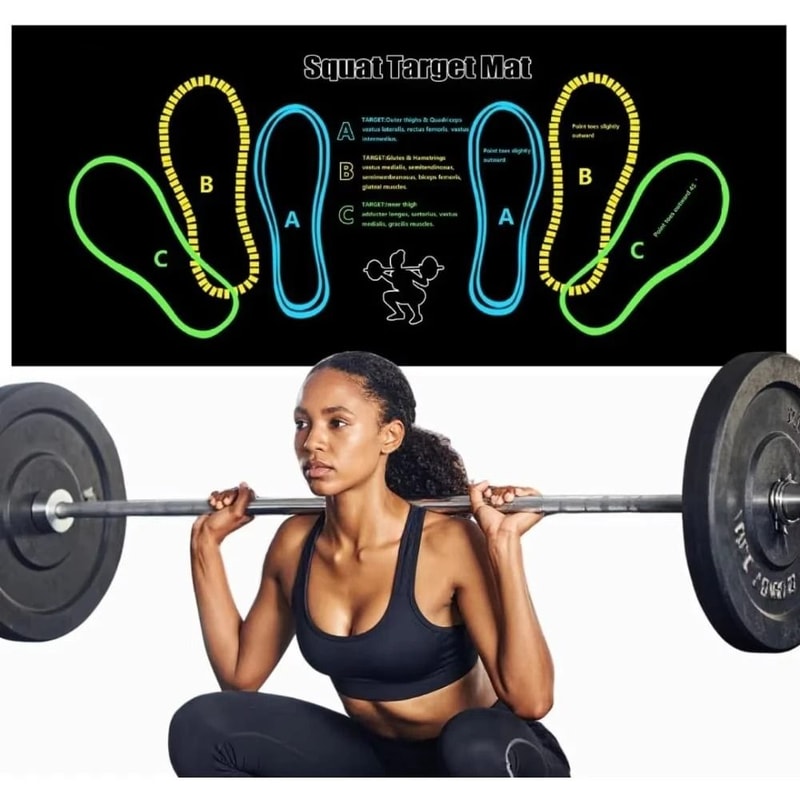 TwoColor Fitness Squat Mat 14 X 31 In NonSlip Professional Form Guide HighYield Home Gym Exercise 1