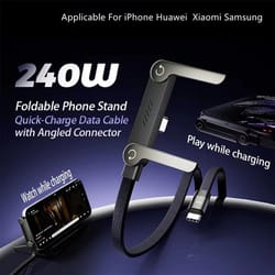 240w pd foldable phone holder cable – 5 ft fast charging & data sync – high-yield desktop interaction hub