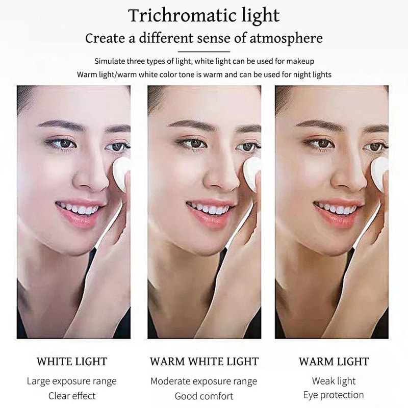 USB Tricolor Vanity Lights Foldable Dimmable LED Strip HighYield Beauty Dressing Table Lighting 5