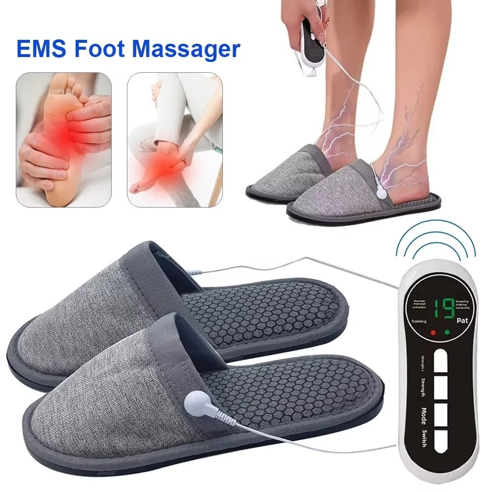 EMS Electric Foot Massager Slippers Remote Controlled Pulse Muscle Stimulator HighYield Pain Reli 0