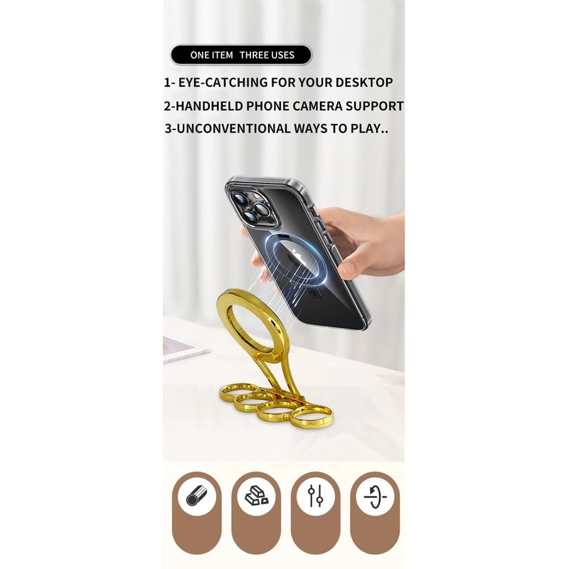 Dual Magnetic Rotating Phone Stand 360 Folding MultiAxis Mount HighYield Mobile Interaction Hub 2