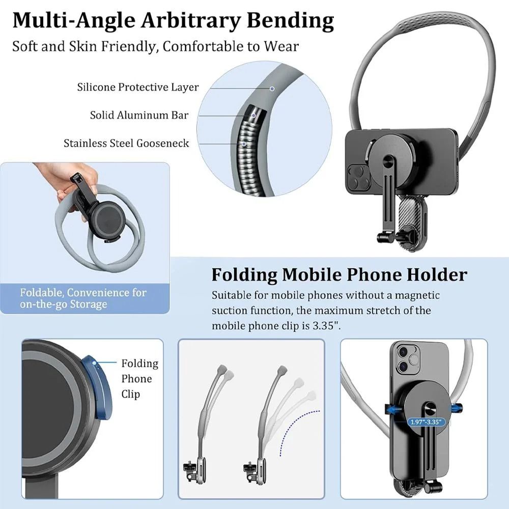Magnetic Silicone Neck Mount QuickRelease HandsFree Support HighYield FirstPerson Video Interacti 3