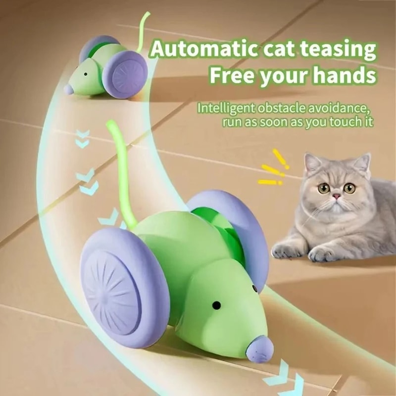 Automatic Electric Mouse Cat Toy Intelligent Obstacle Avoidance Teaser HighYield Feline Interacti 1