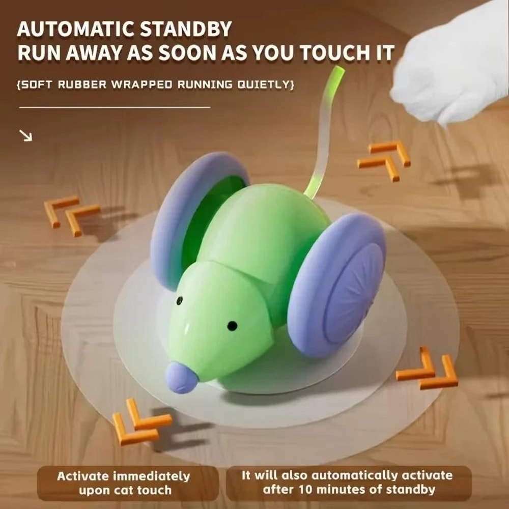 Automatic Electric Mouse Cat Toy Intelligent Obstacle Avoidance Teaser HighYield Feline Interacti 2