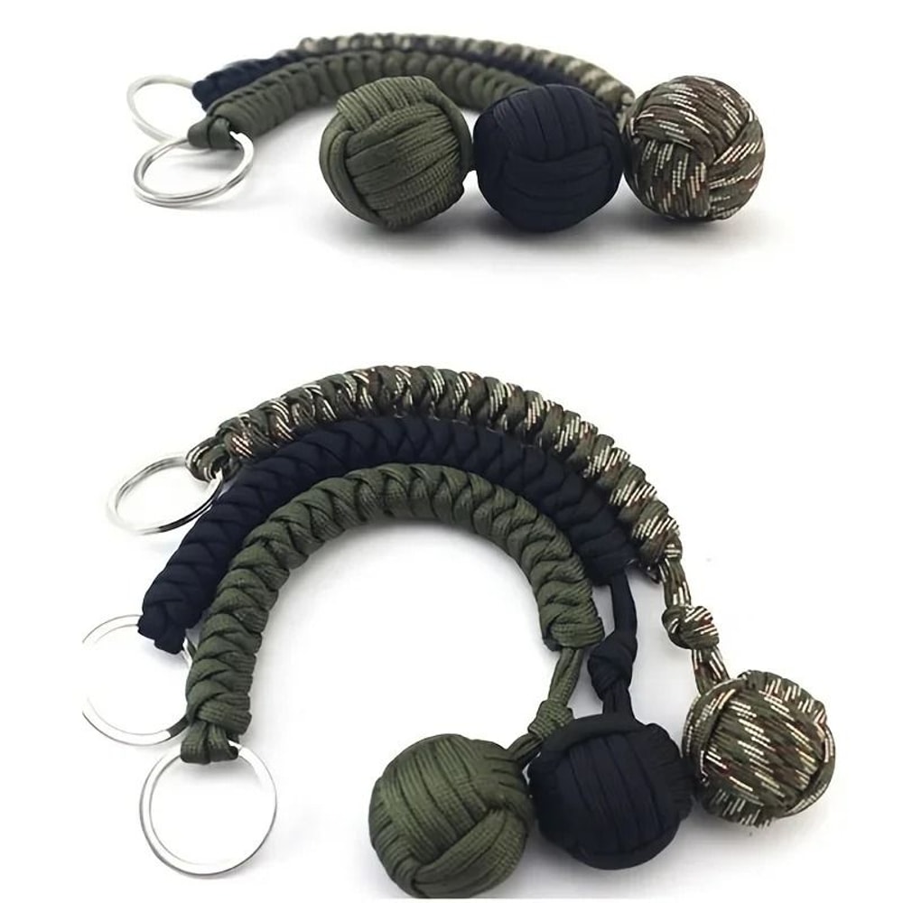 SelfDefense Paracord Monkey Fist Steel Ball Survival Keychain HighYield Outdoor Security Interact 6