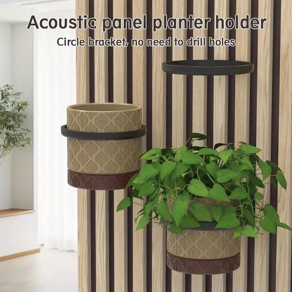 Acoustic Panel Zen Plant Rings RustProof Floating Greenery Mounts 2 Pcs Set 1