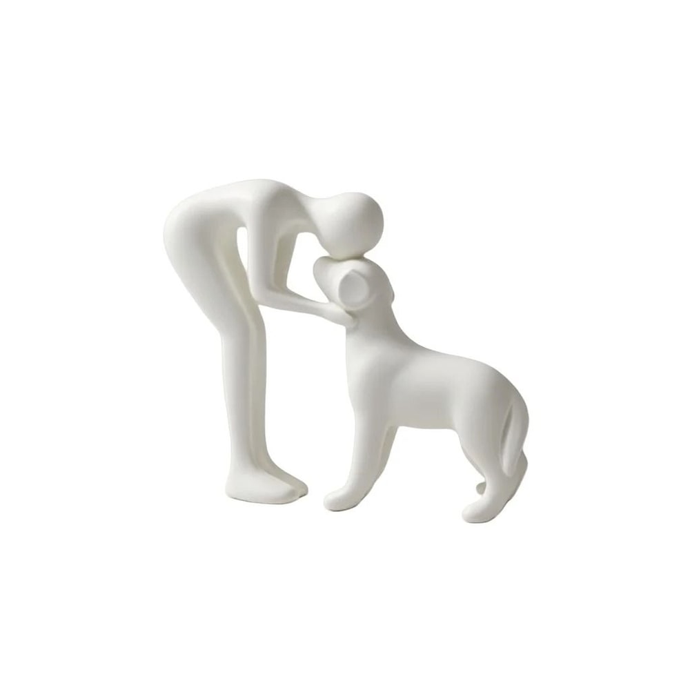 Eternal Bond Pet Owner Sculpture Minimalist HandPainted Home Decor 6