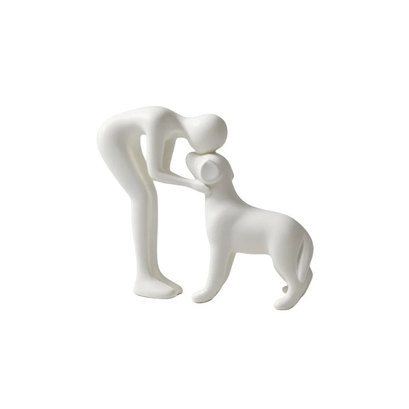 Eternal Bond Pet Owner Sculpture Minimalist HandPainted Home Decor 6