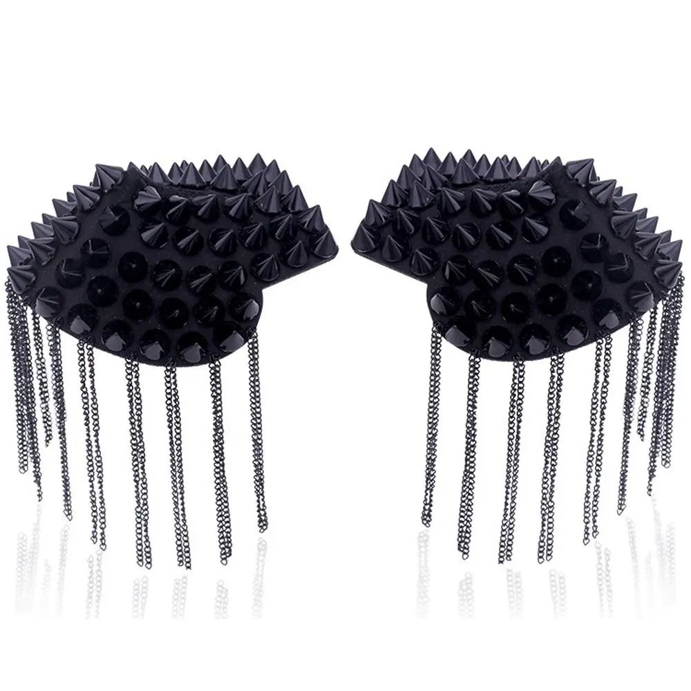 Punk Chain Tassel Epaulets Rivet Shoulder Pad Brooches HighYield Style Interaction Hub 6