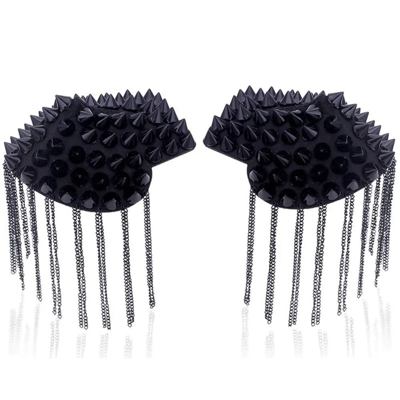 Punk Chain Tassel Epaulets Rivet Shoulder Pad Brooches HighYield Style Interaction Hub 6