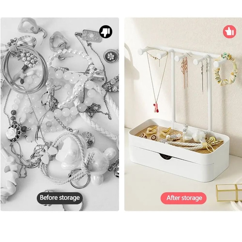 Jewelry Display Rack With Storage Box Integrated Accessory Hub HighYield Organization Interaction 5