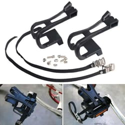 bicycle pedal toe clips – shoe harness strap belts – high-yield propulsion interaction hub