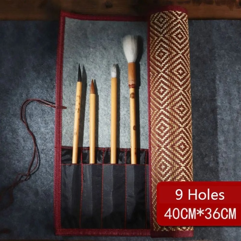 Bamboo RollUp Pen Case Calligraphy Brush Curtain HighYield Artistic Interaction Hub 14
