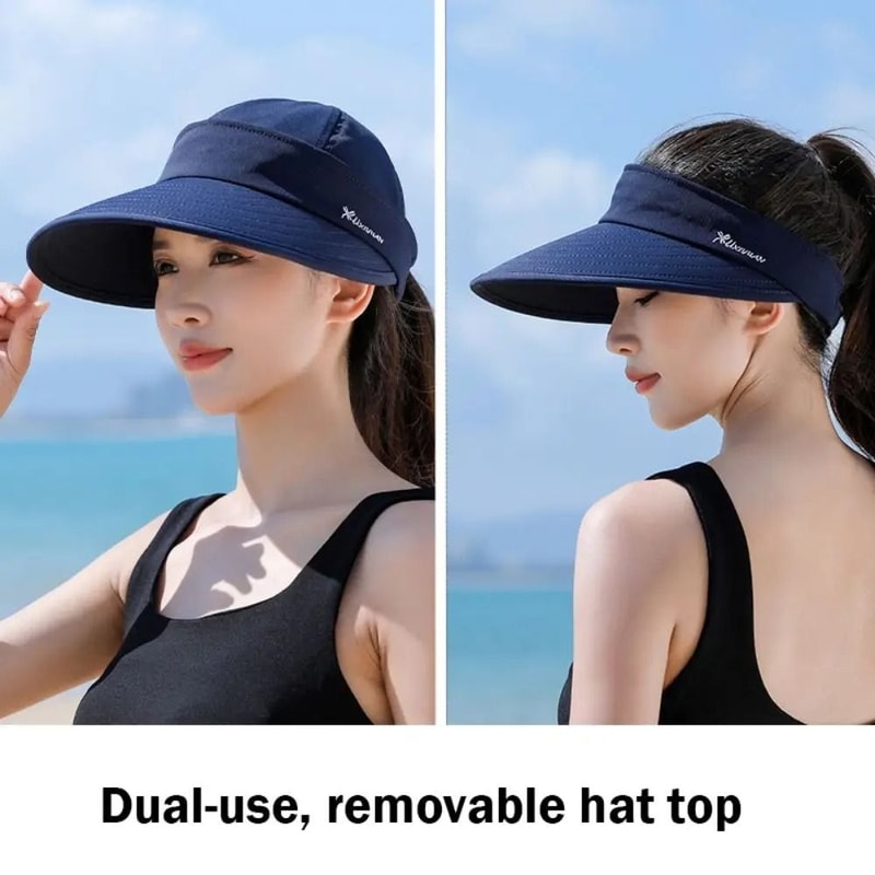 Womens Summer Sun Hat Detachable EmptyTop Ponytail Cap HighYield UV Interaction Hub 3