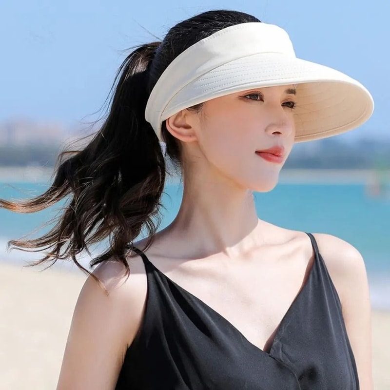 Womens Summer Sun Hat Detachable EmptyTop Ponytail Cap HighYield UV Interaction Hub 5