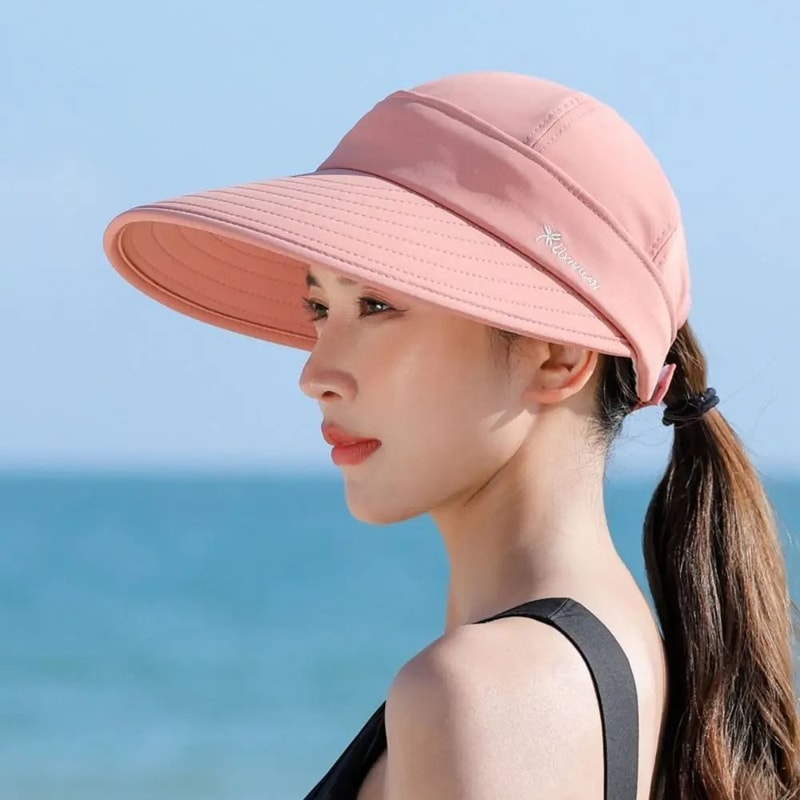Womens Summer Sun Hat Detachable EmptyTop Ponytail Cap HighYield UV Interaction Hub 10