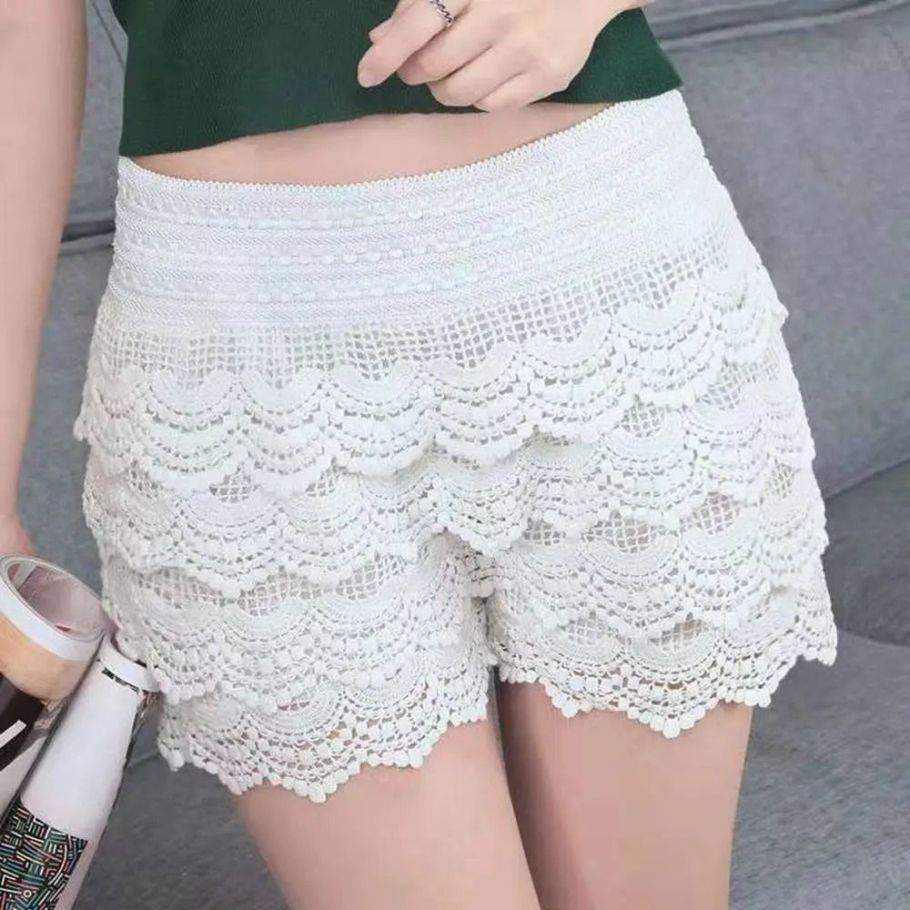Boho Holiday Crochet Shorts HighWaist HollowOut LaceUp HighYield Summer Interaction Hub 4