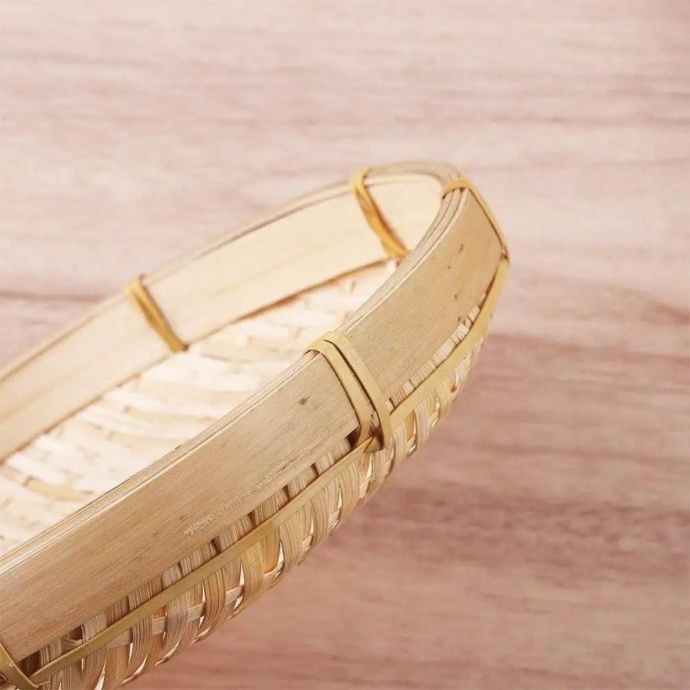 Woven Bamboo Tray Basket Handmade Wicker Bread Server HighYield Culinary Interaction Hub 4