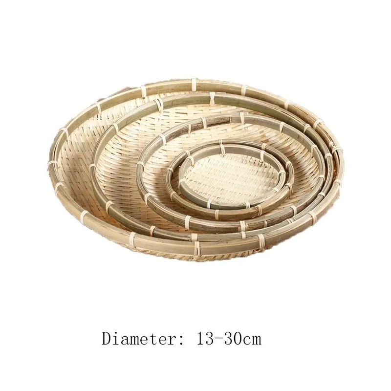 Woven Bamboo Tray Basket Handmade Wicker Bread Server HighYield Culinary Interaction Hub 5