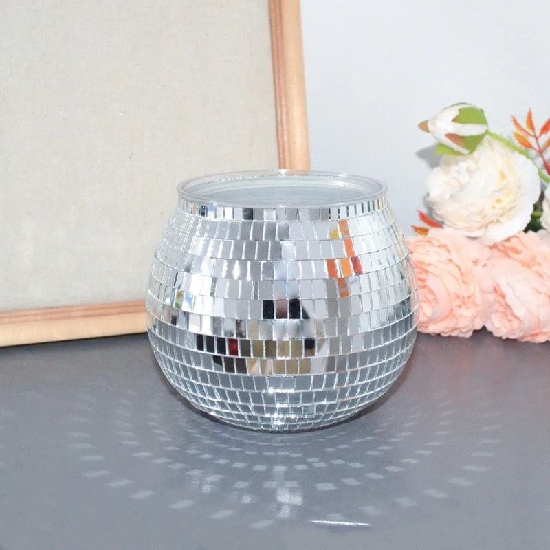 Disco Ball Flower Pot Silver Mirror Glass Planter HighYield Botanical Interaction Hub 5