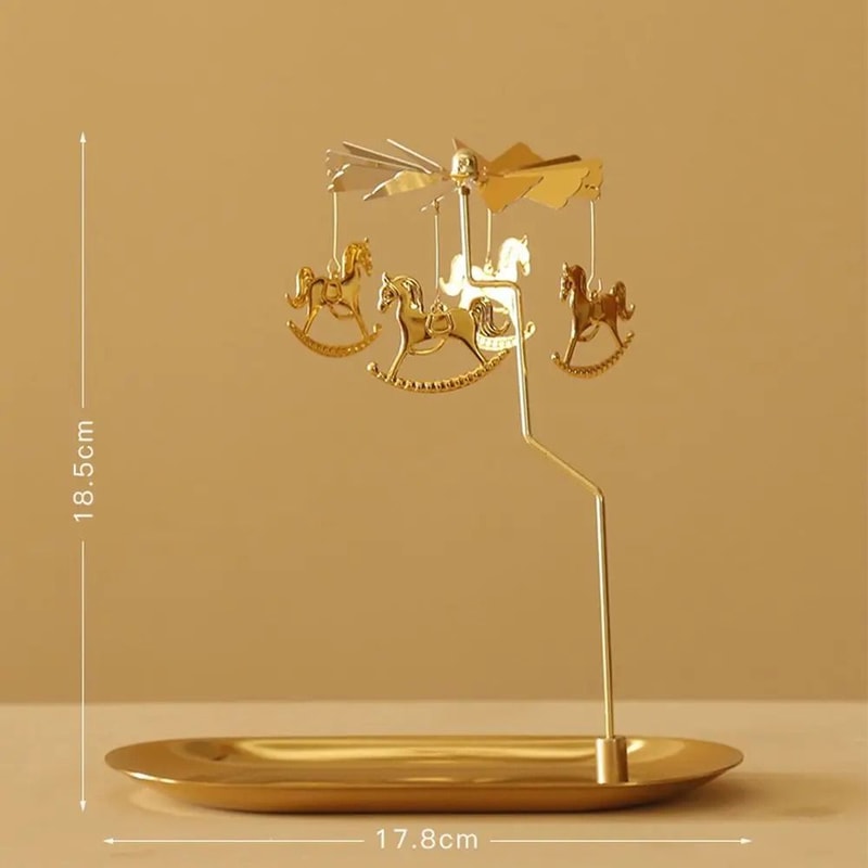 Rotating Spinning Candle Holder Gold Metallic Carousel Tealight HighYield Atmospheric Interaction 11