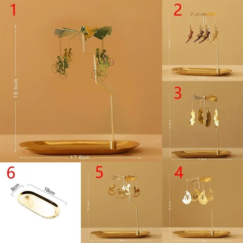 Rotating Spinning Candle Holder Gold Metallic Carousel Tealight HighYield Atmospheric Interaction 5