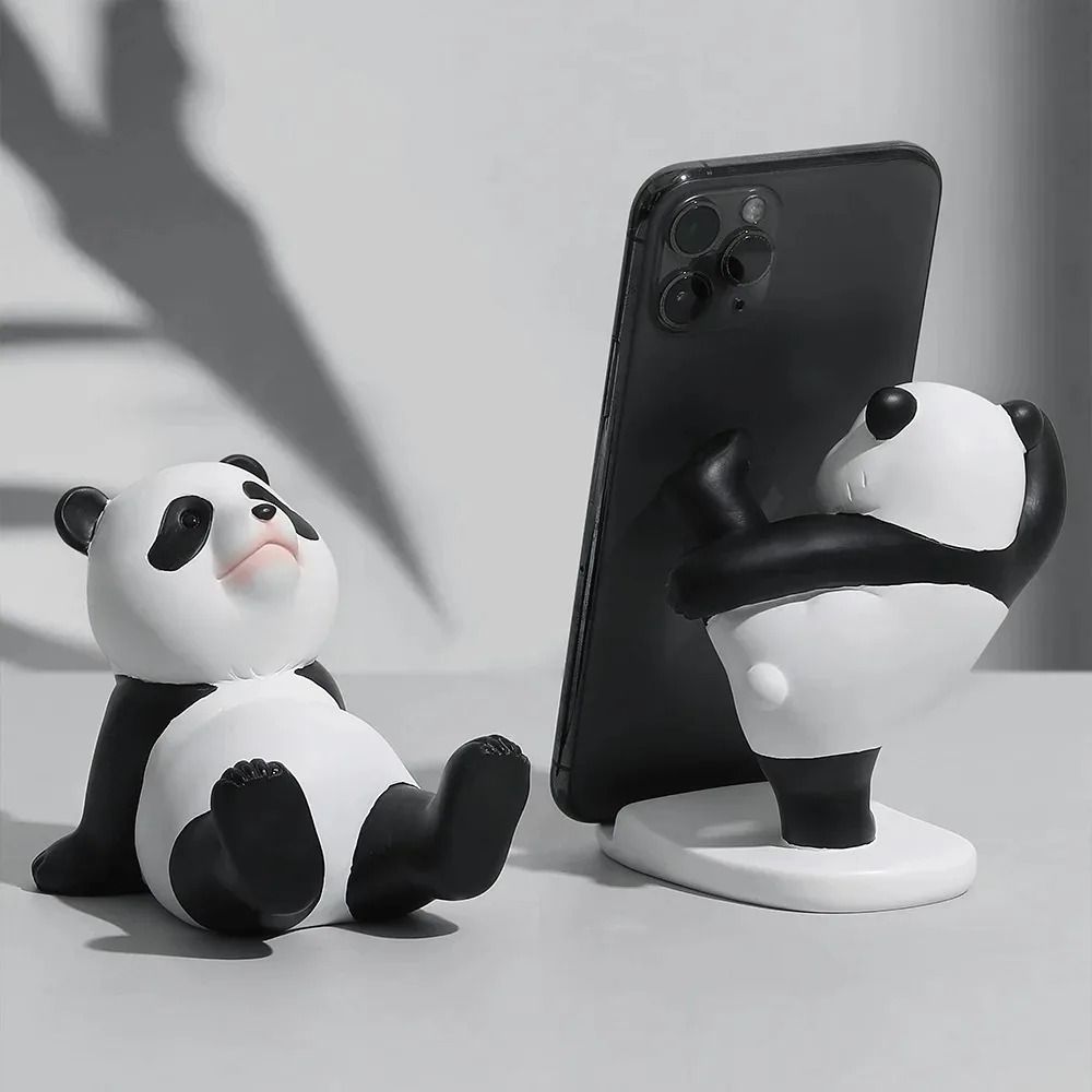 Panda Mobile Phone Stand Modern Resin Sculpture Statue HighYield Desktop Interaction Hub 0