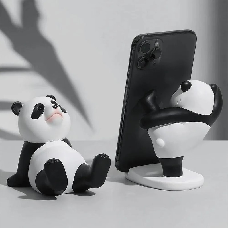 Panda Mobile Phone Stand Modern Resin Sculpture Statue HighYield Desktop Interaction Hub 0