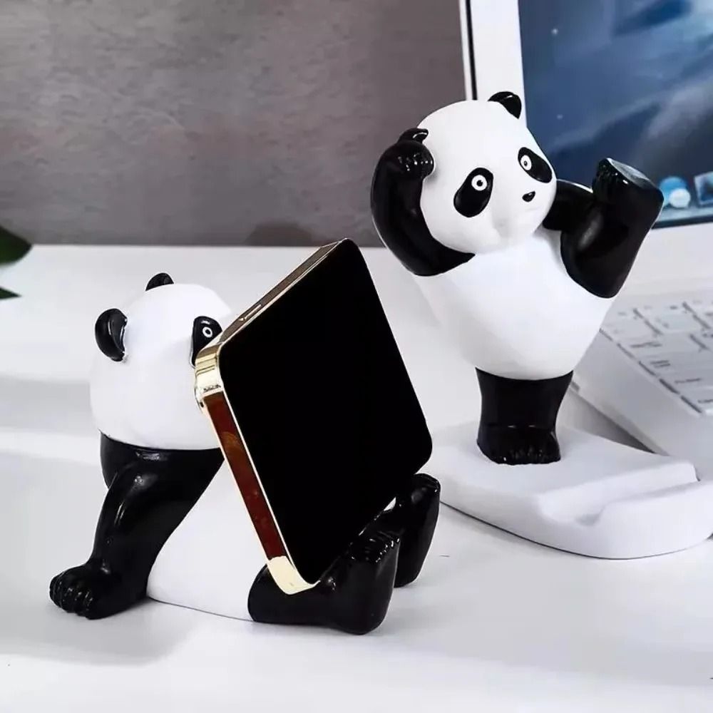 Panda Mobile Phone Stand Modern Resin Sculpture Statue HighYield Desktop Interaction Hub 1