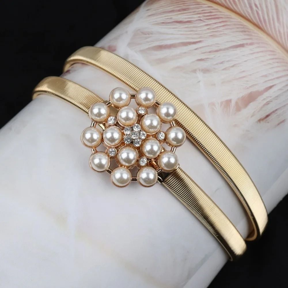 Elastic Gold Chain Belt Leaf Motif Metallic Waistband HighYield Sartorial Interaction Hub 14