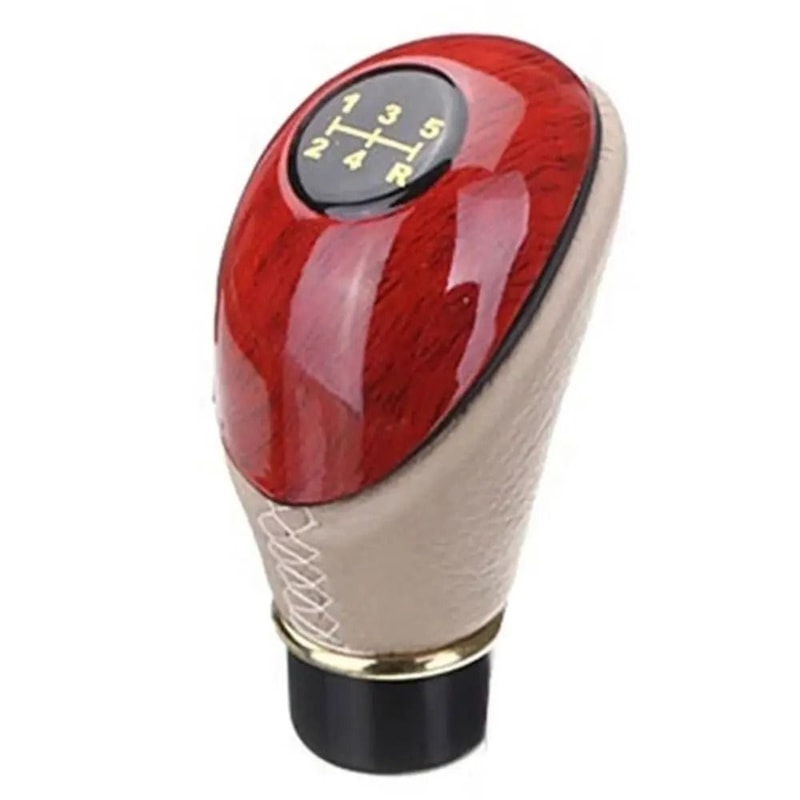 Universal Car Shift Knob Wooden PU Leather 5Speed Lever HighYield Automotive Interaction Hub 8