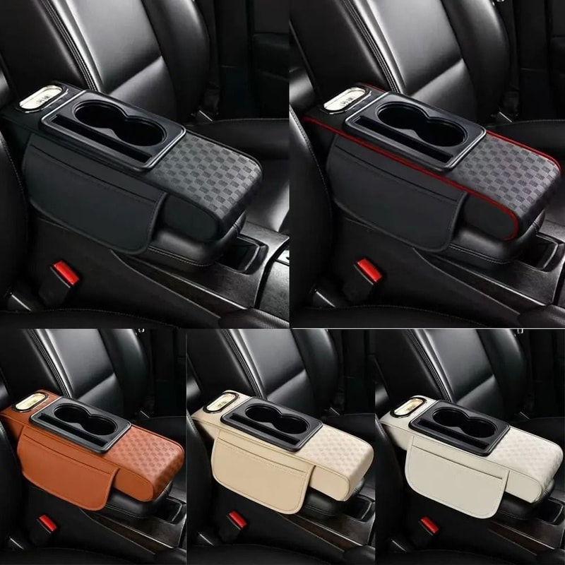 Multifunctional Armrest Cushion PU Leather Center Console Height Increaser HighYield Cockpit Inte 0