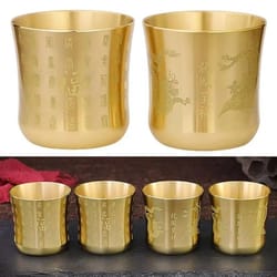 wealth attracting brass tea cup – 2.4 in polished baifu cornucopia – high-yield prosperity interaction hub