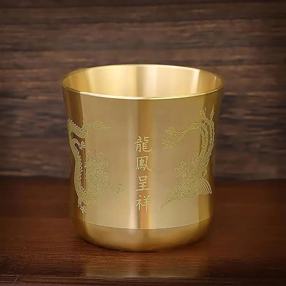 Wealth Attracting Brass Tea Cup 24 In Polished Baifu Cornucopia HighYield Prosperity Interaction 2