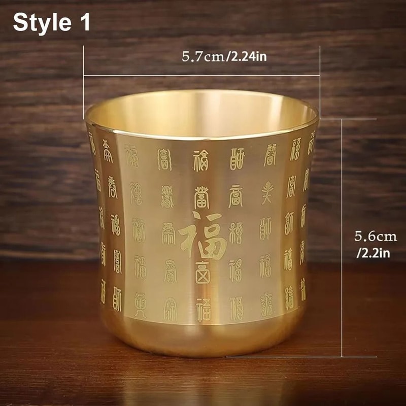 Wealth Attracting Brass Tea Cup 24 In Polished Baifu Cornucopia HighYield Prosperity Interaction 6