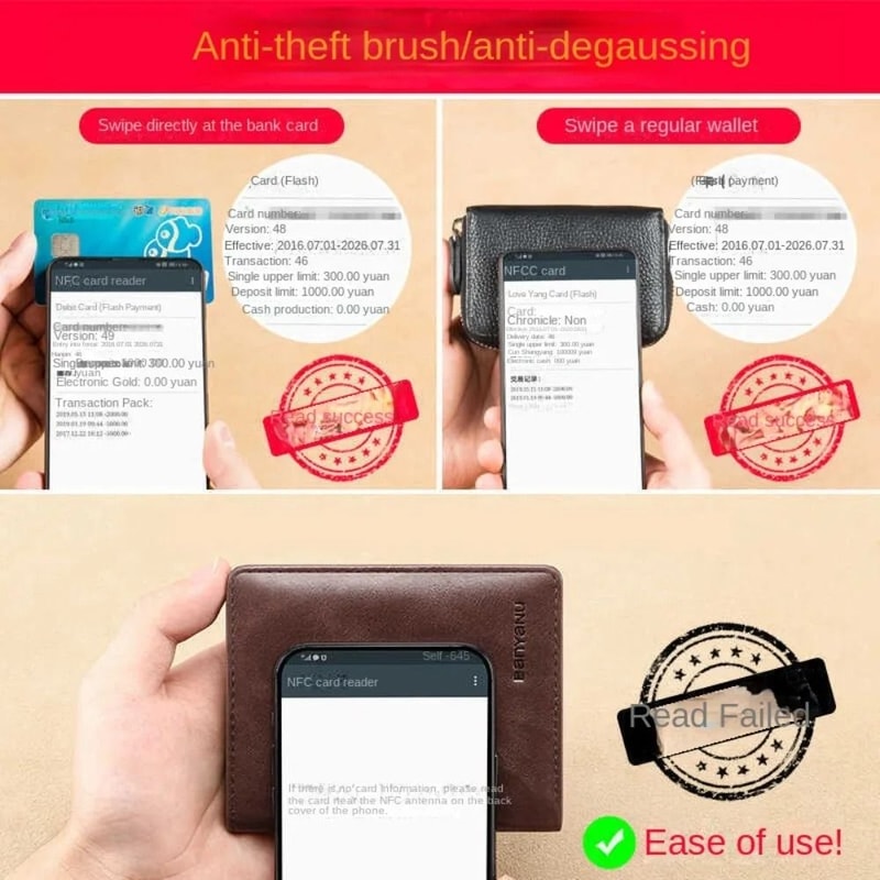 Vintage Leather Mini Wallet RFID Blocking Money Clip HighYield Financial Interaction Hub 1