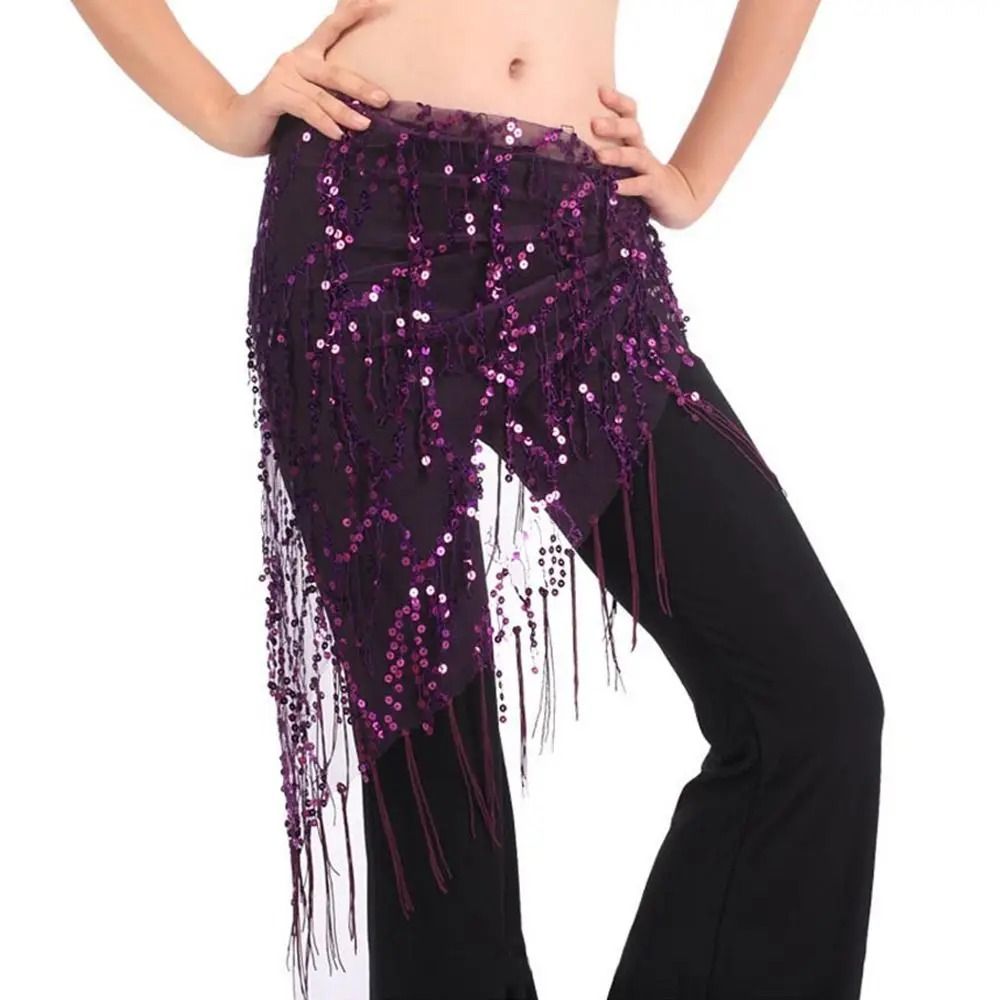 Sequin Tassel Belly Dance Hip Scarf Professional Performance Waist Belt HighYield Kinetic Interac 9