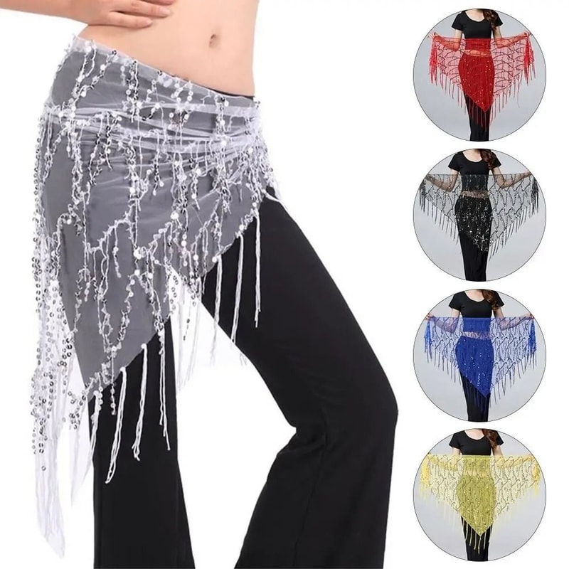 Sequin Tassel Belly Dance Hip Scarf Professional Performance Waist Belt HighYield Kinetic Interac 1