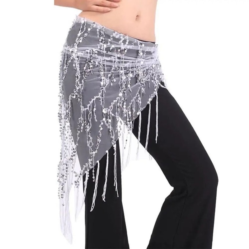Sequin Tassel Belly Dance Hip Scarf Professional Performance Waist Belt HighYield Kinetic Interac 7