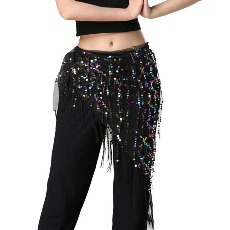 Sequin Tassel Belly Dance Hip Scarf Professional Performance Waist Belt HighYield Kinetic Interac 13