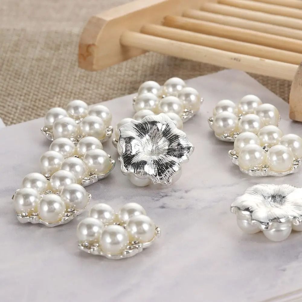 Flower Rhinestone Pearl Buttons 10Piece Alloy Crystal Set HighYield Ornamental Interaction Hub 4