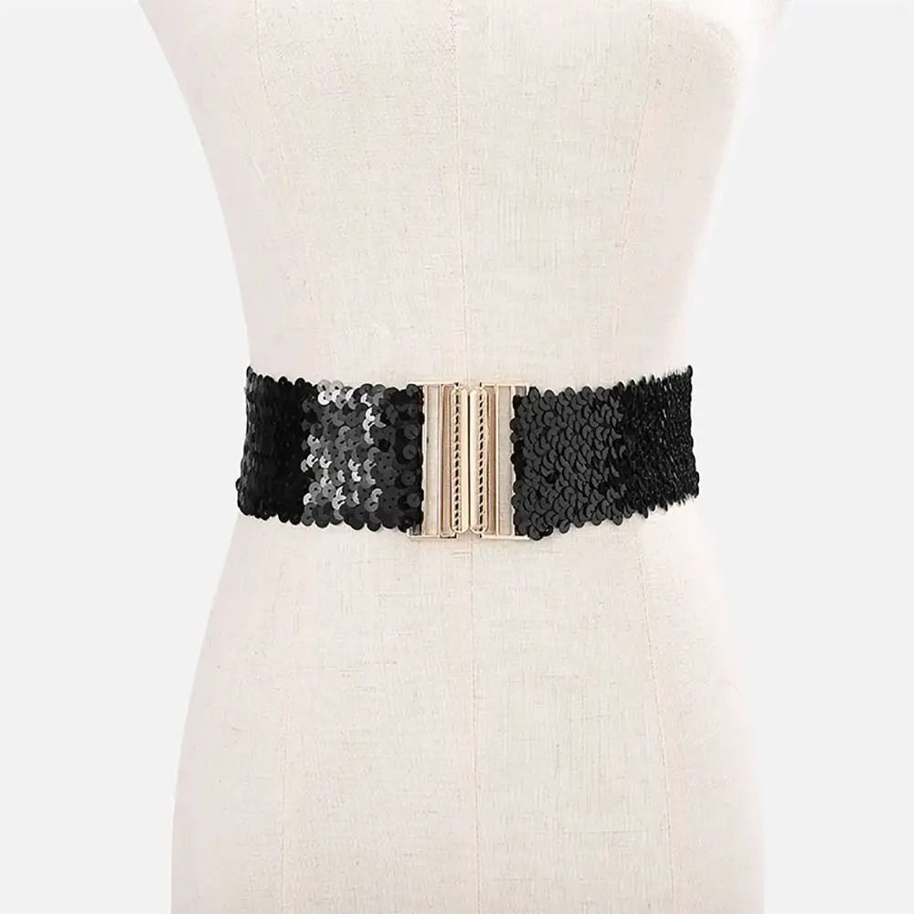 Elastic Sequin Stretch Belt 236 In Gold Buckle Waistband HighYield Sartorial Interaction Hub 1